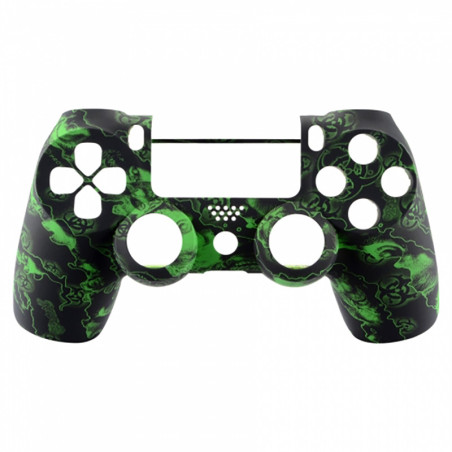 PS4 Dualshock 4 V2 Front Faceplate Soft Touch Green Biohazard