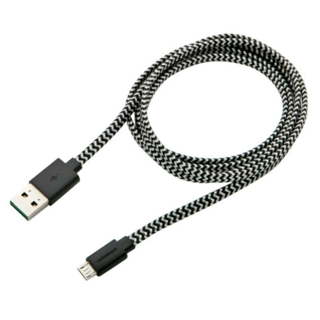 PS4 XBOX ONE 3m Braided Micro USB 2.4A Data Sync Charger Cable Black/White