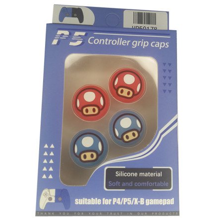 PS5 Dualsense Ccontroller Thumbcaps Red AND Blue Toad Set