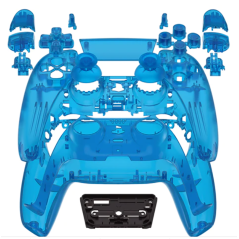 PS5 Dualsense Controller Top and Bottom Shell with Trim and a Button Set Clear Black