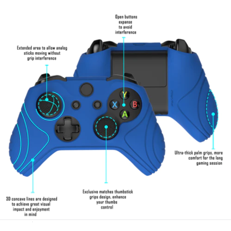 Xbox One S Controller Silicon Ergonomic Skin Samurai Edition Deep Blue