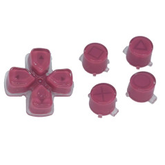 PS5 Dualsense Controller Button Set Glossy Clear Rose Red