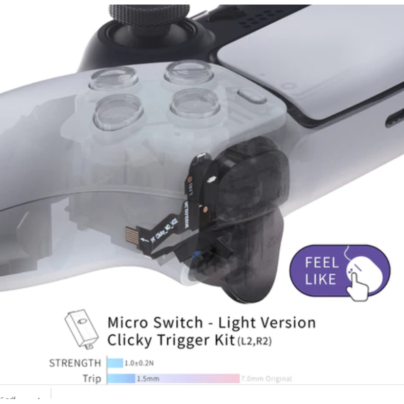 PS5 Dualsense Controller Hair Trigger + Bumper Kit with Micro Switch