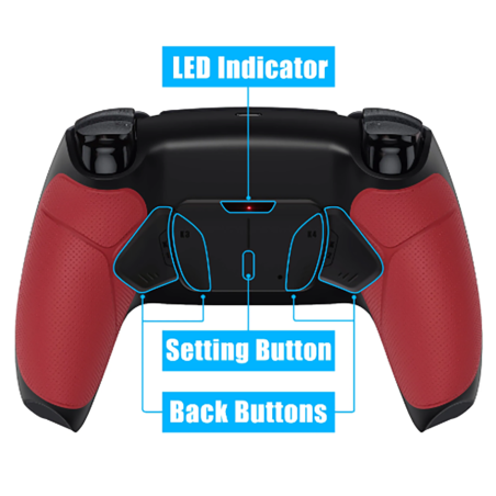 Ps5 Dualsense Controller 4x Back Button Mod Kit Rise4 Rubberized Red
