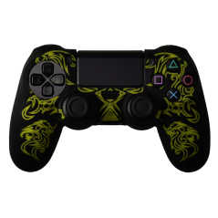 Ps4 Dualshock 4 Protection Series Silicon Skin Dragon Pattern Black / Yellow PS4