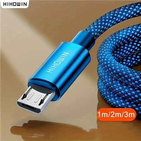PS4 PS4 XBOX ONE 3m Braided Micro USB 2.4A Data Sync Charger Cable Blue
