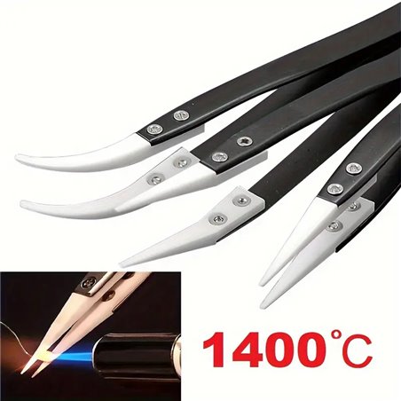Tools 3 Piece Set Ceramic Tip Heat resistant Anti-Static Tweezers