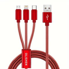 PS5 Braided 3-in-1 Charging Cable 1M Red