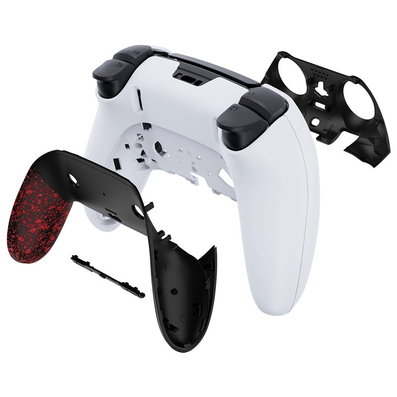 PS5 Dualsense Edge Replacement Top and Bottom Shell Trim Black & Textured Red