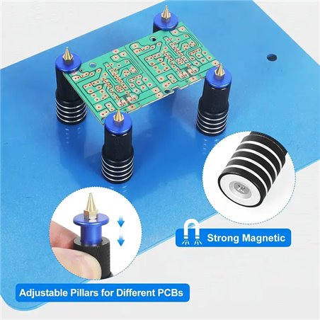 Magnetic PCB Board Holder Spring Loaded Clamp Set Dark Blue
