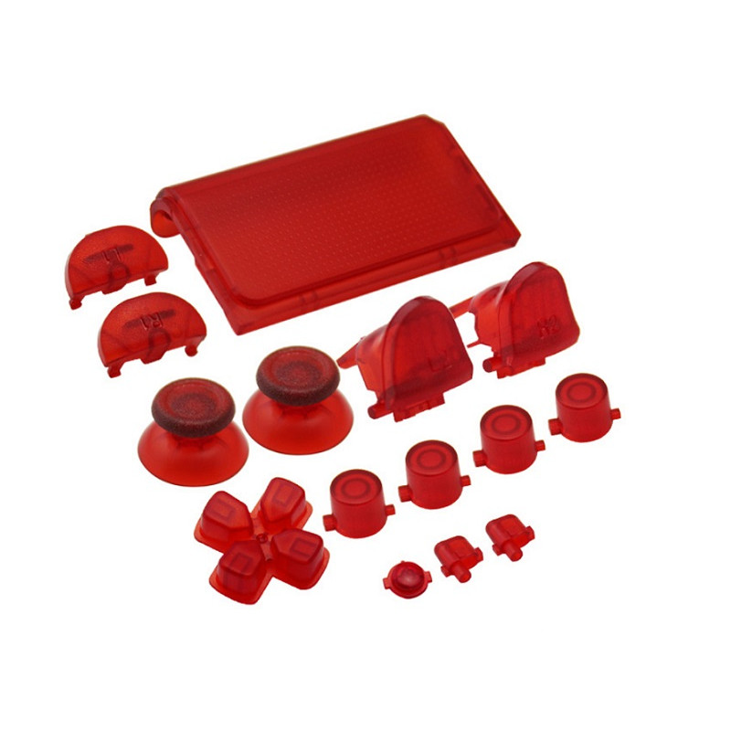 Dualshock 4 DS4 V2 Controller Button Delux Set Transparent Red Dualshock 4 DS4 V2 Controller Button Delux Set Transparent Red