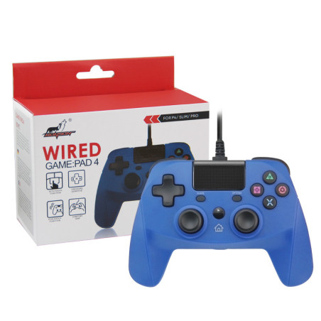 PS4/PS3/PC Wired Controller with Sensor Function Blue