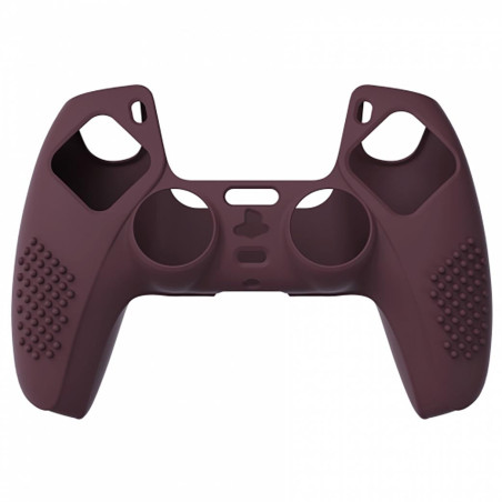 DS5 DUALSENSE CONTROLLER 3D STUD GRIP SILICONE GLOVE With 6 Black Joystick Caps Wine Red