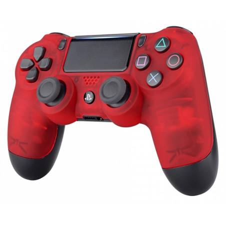 PS4 Dualshock 4 V2 Front Faceplate Soft Touch Clear Red