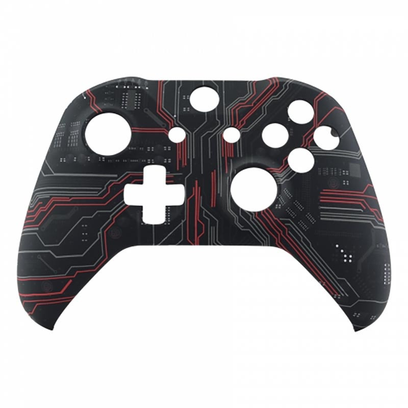 XBOX ONE S Controller Front Faceplate Art Series Soft Touch Red Black Circuit